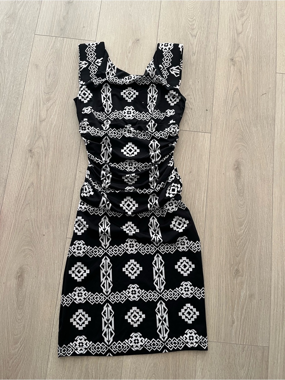 INC International Concepts Black & White Geometric Sheath Dress